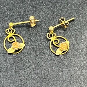 Black Hills Gold RGC 14K Vintage Marked Rose‎ Flower Dangle Petite Earrings